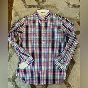Brooks Brothers Button Down Oxford in Pink Plaid